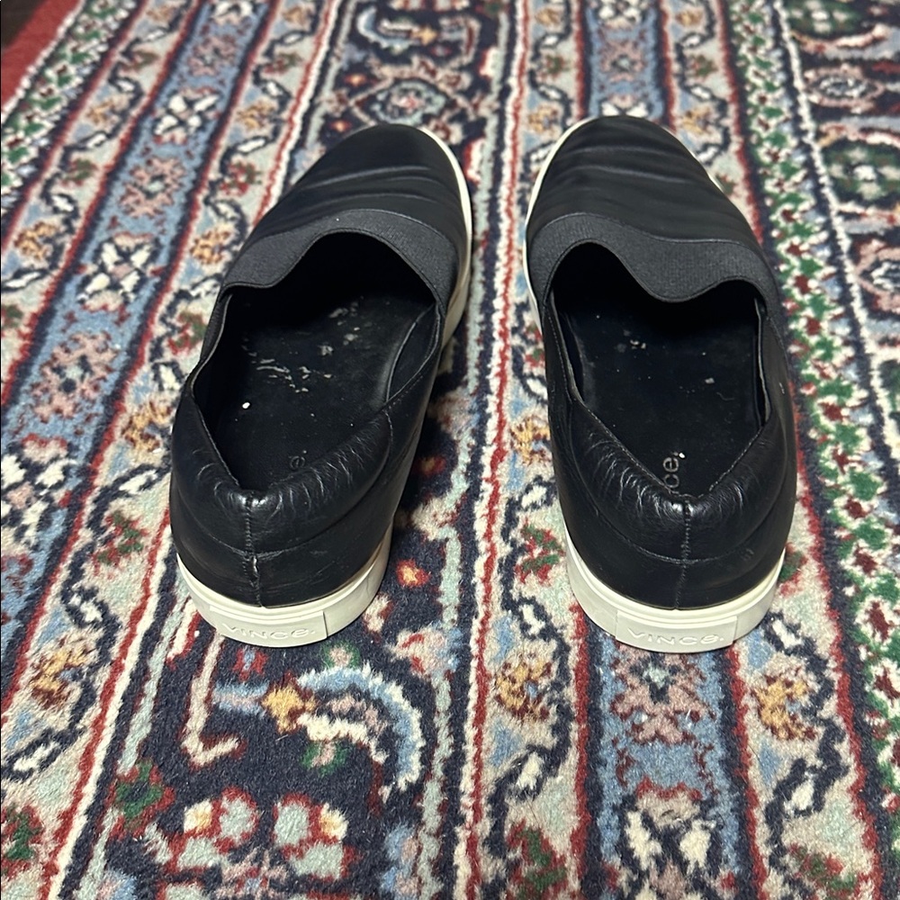 Vince Corbin Black Leather Platform Elastic Slip On Shoes Women's Size 9 - Picture 6 of 9